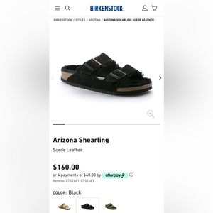 NEW Birkenstock Arizona with Genuine Shearling EU 37 Black medium/ narrow